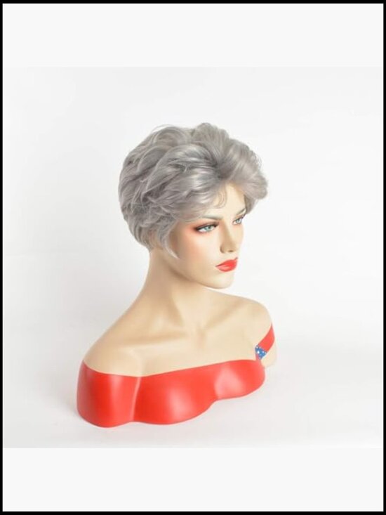 Pixie Cut Short Layered Curly Heat Resistant Synthetic Wig with Bangs for Daily